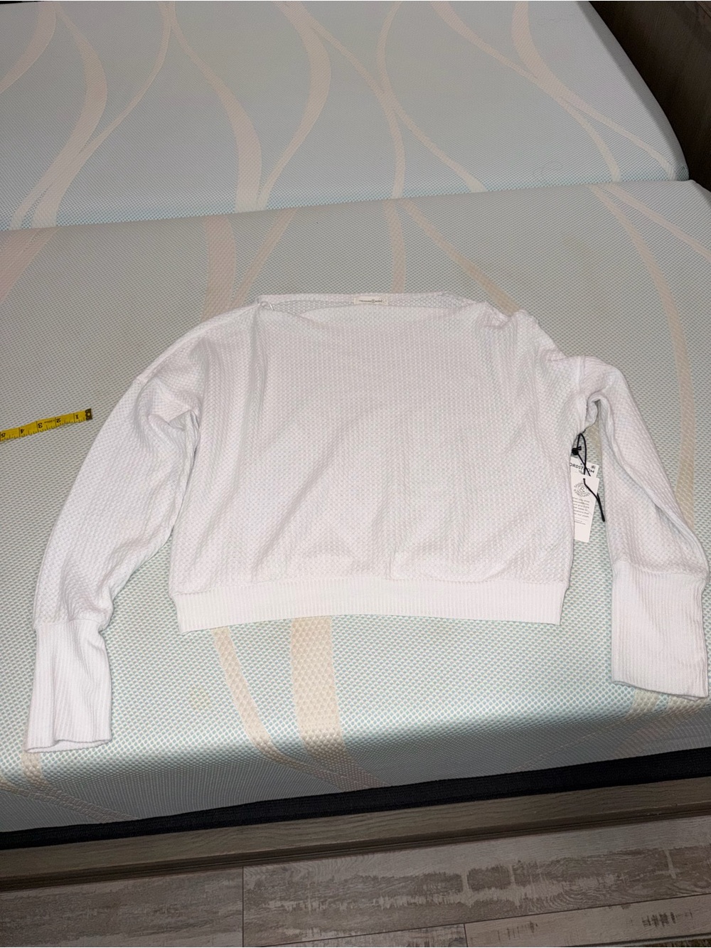 Treasure & Bond White Waffle Knit Long-Sleeve Top
